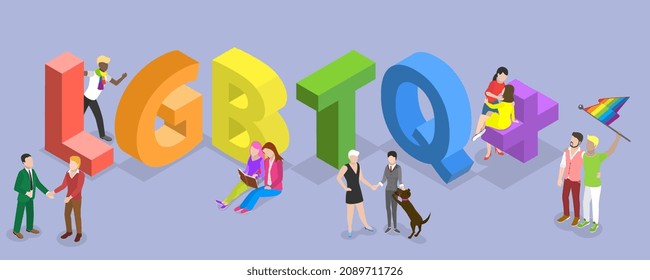 3D Isometric Flat Vector Conceptual Illustration of LGBTQ Community, Equality and Love Protection