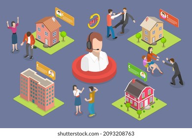 3D Isometric Flat Vector Conceptual Illustration of Domestic Violence Support , Telephone Helpline