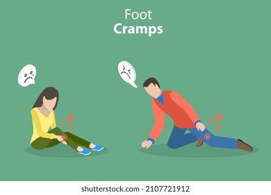 3D Isometric Flat Vector Conceptual Illustration of Foot Cramps, Sudden Leg Pain