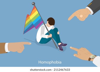 3D Isometric Flat Vector Conceptual Illustration of Homophobia, LGBTQ Rights, Social intolerance