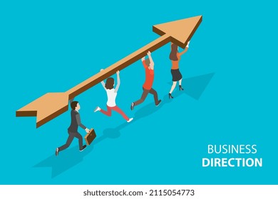 3D Isometric Flat Vector Conceptual Illustration of Business Direction, Team Determination and Inspiration