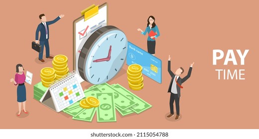 3D Isometric Flat Vector Conceptual Illustration of Payment Date, Financial Planning and Time Management