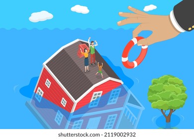 3D Isometric Flat Vector Conceptual Illustration of Underwater Mortgage, Loan with a High Principal