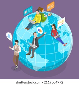 3D Isometric Flat Vector Conceptual Illustration of Anywork Anywhere, Global Outsourcing and Distant Work