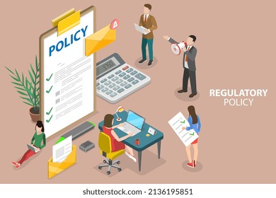 3D Isometric Flat Vector Conceptual Illustration of Regulatory Policy, Regulations and Standards