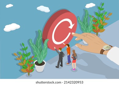 3D Isometric Flat Vector Conceptual Illustration of Refresh or Renew, New Vision or Business Strategy