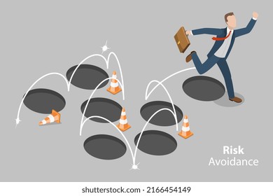 3D Isometric Flat Vector Conceptual Illustration Of Risk Avoidance, Avoiding Business Mistake And Failure