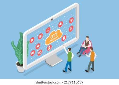 3D Isometric Flat Vector Conceptual Illustration of OTT Platform, Digital Entertainment Media Content