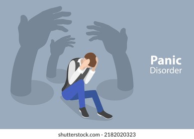 3D Isometric Flat Vector Conceptual Illustration of Panic Disorder, Anxiety Attack