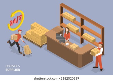 3D Isometric Flat Vector Conceptual Illustration of Logistics Supplier, Delivery Service