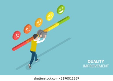 3D Isometric Flat Vector Conceptual Illustration of Quality Improvement, Consumer Experience