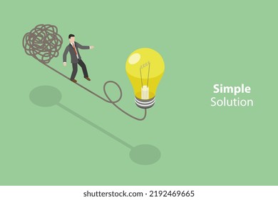 3D Isometric Flat Vector Conceptual Illustration Of Simple Solution, Problem Solving