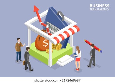 3D Isometric Flat Vector Conceptual Illustration of Business Transparency, Anti Corruption Strategy