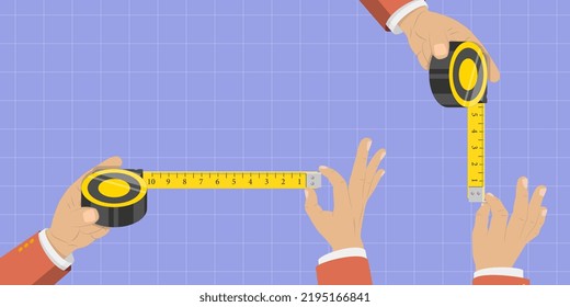 3D Isometric Flat Vector Conceptual Illustration of Measuring Tape, Metric Ruler