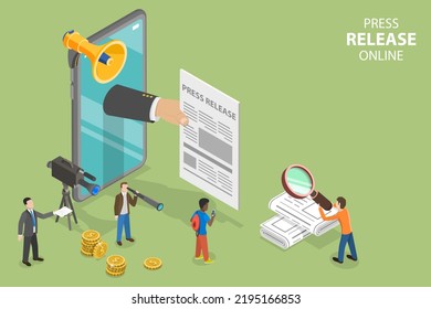 3D Isometric Flat Vector Conceptual Illustration of Online Press Release, Ditigal News Publication - Shutterstock ID 2195166853