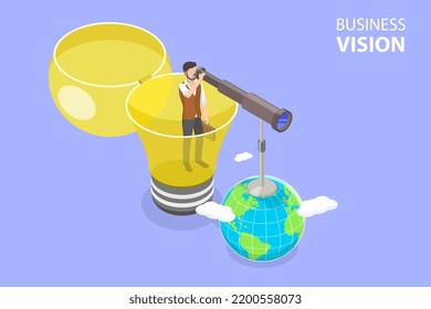 3D Isometric Flat Vector Conceptual Illustration of Business Vision, Future Opportunities