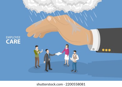 3D Isometric Flat Vector Conceptual Illustration of Employee Care, Perks and Benefits for Workers