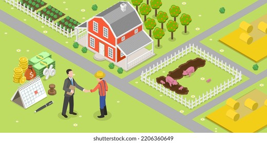 3D Isometric Flat Vector Conceptual Illustration of Small Business Loan, Local Entrepreneurship Support