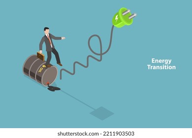 3D Isometric Flat Vector Conceptual Illustration Of Energy Transition, Electricity Generation Renewable Sources