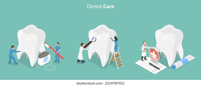 3D Isometric Flat Vector Conceptual Illustration of Dental Care, Dentist Services