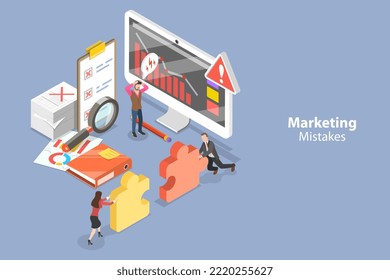 3D Isometric Flat Vector Conceptual Illustration of Marketing Mistake, Wrong SEO Strategy