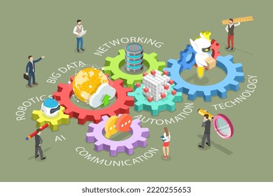 3D Isometric Flat Vector Conceptual Illustration of Digital Transformation, Digitalization Strategy Framework