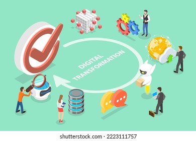 3D Isometric Flat Vector Conceptual Illustration of Digital Transformation, Paperless Workflow Solutions