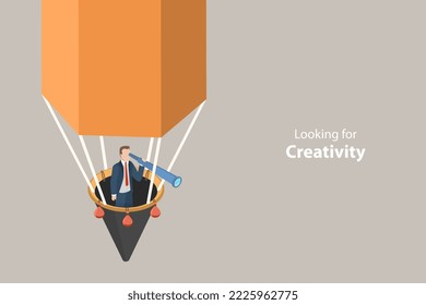 3D Isometric Flat Vector Conceptual Illustration of Looking For Creativity, Innovation and inspiration