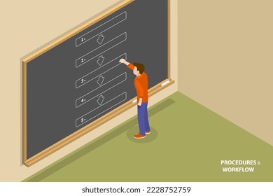 3D Isometric Flat Vector Conceptual Illustration of Task Checklist, Project Workflow or Lifecycle