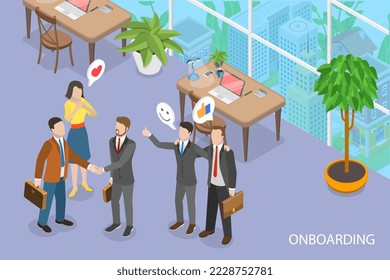 3D Isometric Flat Vector Conceptual Illustration of New Employee Onboarding , Welcoming a New Team Member