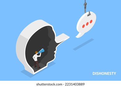 3D Isometric Flat Vector Conceptual Illustration of Fake Identity, Lies or Scam