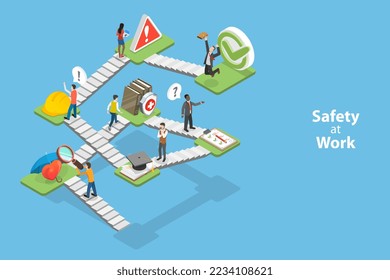 3D Isometric Flat Vector Conceptual Illustration of Safety At Work, HSE or OSHA