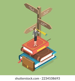 3D Isometric Flat Vector Conceptual Illustration of Discovering Solutions, Searching for New Opportunities