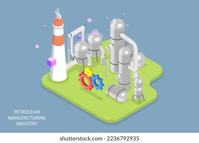 Ilustración conceptual de la industria de la industria de la fabricación de petróleo, planta de refinería de petróleo en 3D