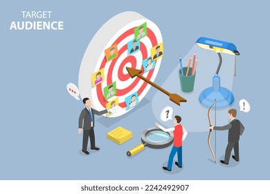 3D Isometric Flat Vector Conceptual Illustration of Target Audience, Selecting Group to Optimize ADs