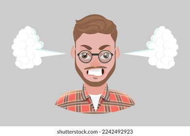 3D Isometric Flat Vector Conceptual Illustration of Angry Man, Furious and Outraged Employee