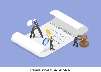 3D Isometric Flat Vector Conceptual Illustration of Code Of Conduct, Business Ethics