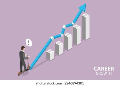 3D Isometric Flat Vector Conceptual Illustration of Successful Growth, Performance Boost