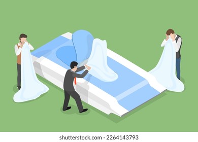 3D Isometric Flat Vector Conceptual Illustration of Wet Tissue Using, Infectious Disease Prevention