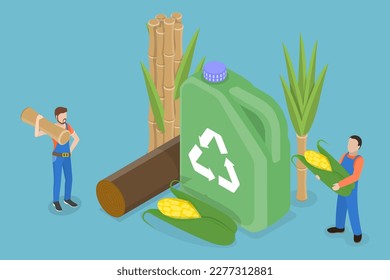 3D Isometric Flat Vector Conceptual Illustration of Eco Biofuel, Alternative Power