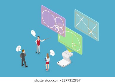 3D Isometric Flat Vector Conceptual Illustration of Golden Ratio, Geometry Harmony and Balance