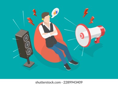 3D Isometric Flat Vector Conceptual Illustration of Earplugs, Safe Protect Against Extraneous Sounds