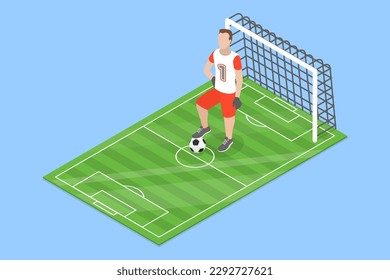 3D Isometric Flat Vector Conceptual Illustration of Goalkeeper, Soccer or Football Player