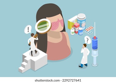 3D Isometric Flat Vector Conceptual Illustration of Systemic Lupus Erythematosus, SLE, Skin Disease