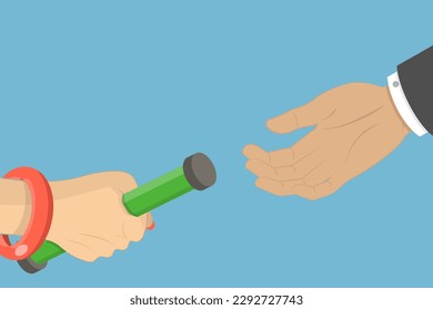 3D Isometric Flat Vector Conceptual Illustration of Passing Relay Baton, Succession Planning