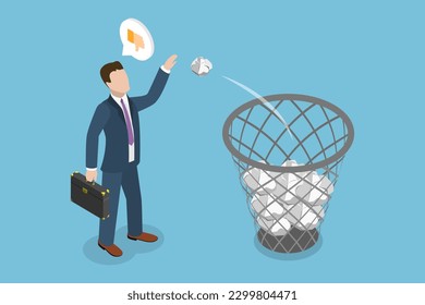 3D Isometric Flat Vector Conceptual Illustration of Bad Ideas , Creativity Issue