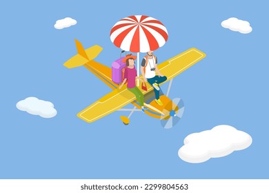 3D Isometric Flat Vector Conceptual Illustration of Abroad Vacation , Summer Journey, Time to Travel