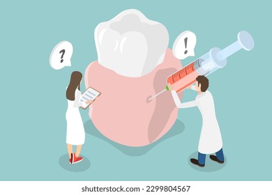 3D Isometric Flat Vector Conceptual Illustration of Anaesthesia, Dental Care and Treatment