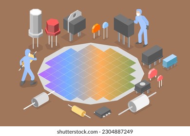 3D Isometric Flat Vector Conceptual Illustration of Semiconductor Technology, Nanotechnology CPU Factory svg