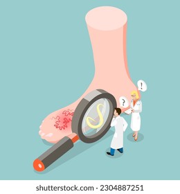 3D Isometric Flat Vector Conceptual Illustration of Larva Migrans, Ascaris Lumbricoides